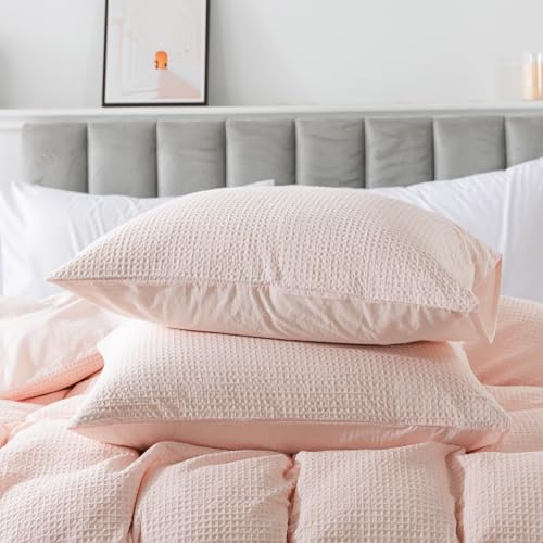 Honeilife Cotton Duvet Cover Queen - Soft Bedlinen Set 3-Pcs, Waffle Weave Bedding Duvet Cover Sets thumb #4