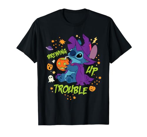 Image of Disney Stitch Halloween Witch Costume Brewing Up Trouble T-Shirt