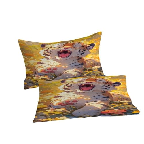 Housse de couette fleurs tigrées en microfibre supérieure avec fermeture éclair durable - 7