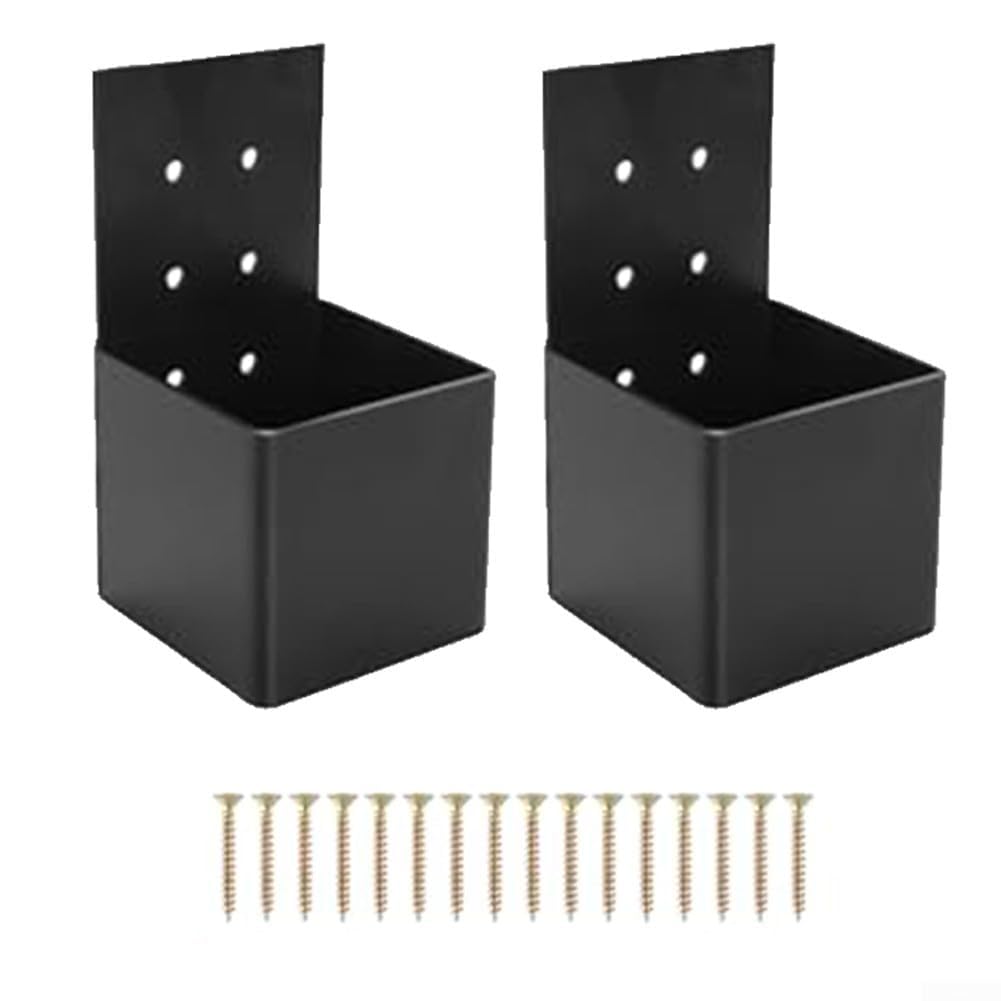 Lot de 2 connecteurs de pergola en acier pour poteaux en bois de 10 x 10 cm, supports robustes pour tonnelle, équerre d'angle à angle droit à 3 voies, noir