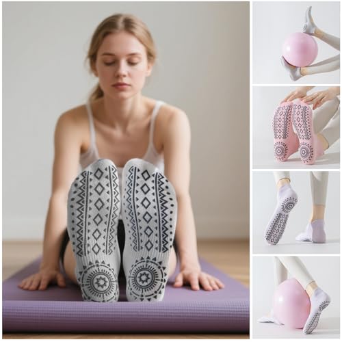 Pilates Socks Grip Socks, Grippy Sock Woman Yoga Slipper Crew Ankle Non Slip Sticky Barre Ballet Sock Hospital3