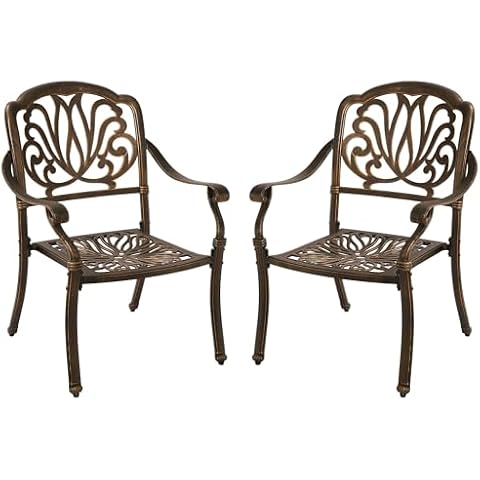 QUYZE 2Pcs Outdoor Dining Chairs, Stackable Dining Chairs Set of 4, Stackable Patio Aluminum Patio Furniture Bronze Bistro Chairs for Backyard, Poolside Cover
