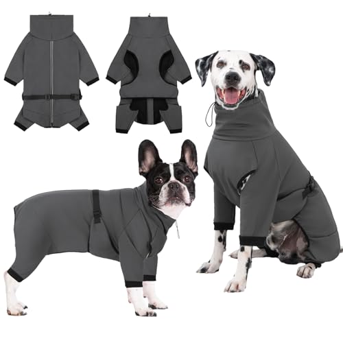 Cyponpy Hundemantel Wasserdicht Warm mit Beinen Hundejacke Winter Reflektierend Reißverschluss Hundemantel Warm Hundepullover Fleece Mantel Hund Winterjacke Wasserdicht Hundebekleidung Regenmantel