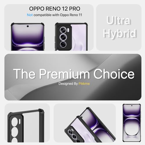 Image of Pikkme Crystal Clear Transparent Back | Ultra Hyrbid | Full Camera Protection | Raised Edge | Bumper Back Case for Oppo Reno 12 Pro 5G (Black)