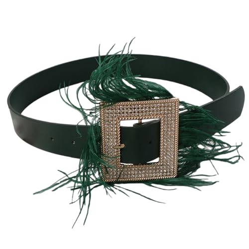 Wide Waist Belt Punk Chain For Stylish Cowgirl Rhinestones Feathered Buckle Trendy Waistband Waist Chain Belt Waist Accessory