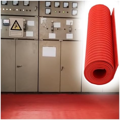 Commercial Insulated Rubber Flooring Mats for Electricians, Cuttable Shock-Absorbent Safety Matting, Flexible Electric Shock Protection (5'x1/10-1.5m x m)