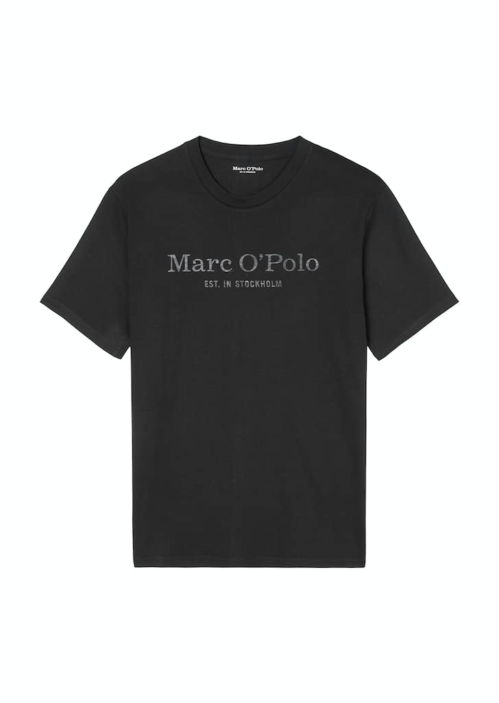 Marc O'polo Men's Black Marc Oߴpolo Organic Cotton T-Shirt With Round Neck, (Black), L