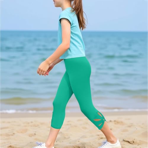 Girls Leggings Cute Floral Hollow Out Capri Leggings Kids Casual Dance Athletic Tights Stretch Soft Comfort Clothes2