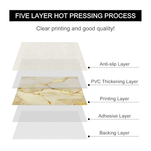 HOMETITUTE 10PCS 12x12 Inch Gold Crack Marble Pattern Floor Tiles Peel and Stick Removable Self Adhesive DIY Vinyl Flooring Stickers for Kitchen Bathroom Living Room Entryway Home Decor