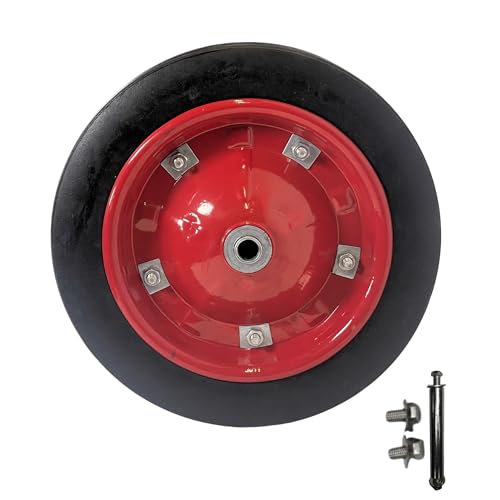 Replacement 13" x 3" Puncture Proof/Solid Wheelbarrow Wheel With Axle