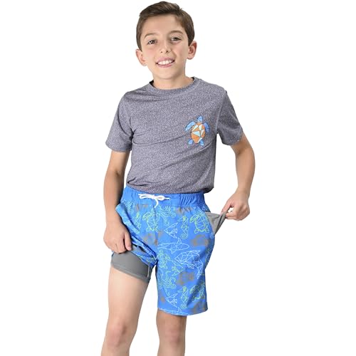 Eddie Bauer Boys' UPF 50 Short Sleeve Rash Guard Shirt and Comfort Liner Swim Trunk 2 Piece Swimwear Set (2T-16)