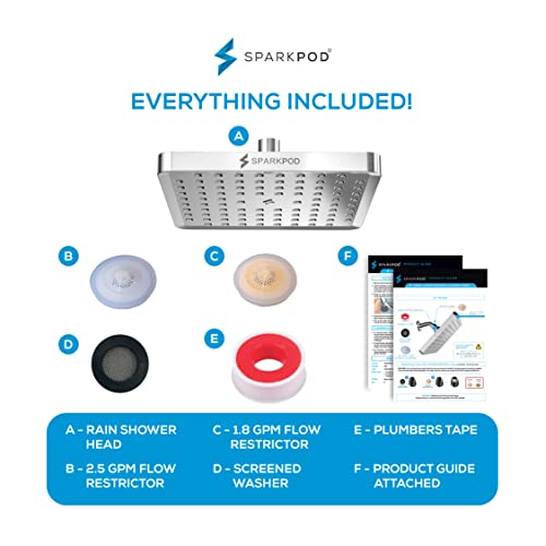 Sparkpod D10I894 Shower Head - High Pressure Rain - Premium Quality Luxury Design - 1-Min Install - Easy Clean Adjustable Replacement For Your Bathroom Shower Heads thumb #5
