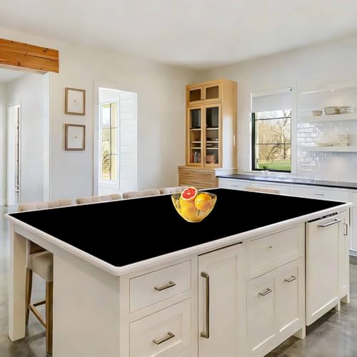 Image of 78''x32''(200cmx80cm) Extra Large Silicone Mat for Kitchen Counter, Heat Resistant Countertop Protector, Non-Slip Waterproof Kitchen Island Mat, Easy to Clean, Black