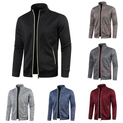 Men'S Autumn And Winter Zipper Collar Solid Color Sweater Comfortable Long Sleeved Fashionable Top Sportswear