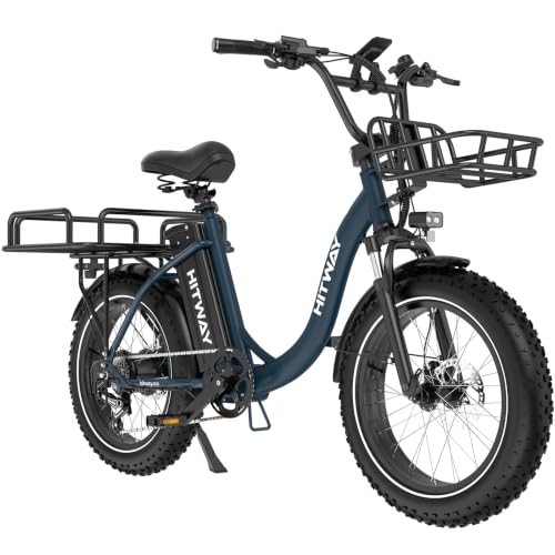 HITWAY 20" E-Bike, Elektrofahrrad Fatbike mit Drehmomentsensor, hydraulischen Scheibenbremsen, 48V 27Ah Akku, bis zu 160 km Reichweite, Pedelec für Damen und Herren