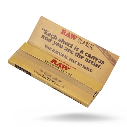 RAW Classic 1 1-4 Rolling Papers - 7 Pack - 50 Leaves per Pack - Includes Collectible Matte Black Murder'd Mini Tray Keychain - Image 3