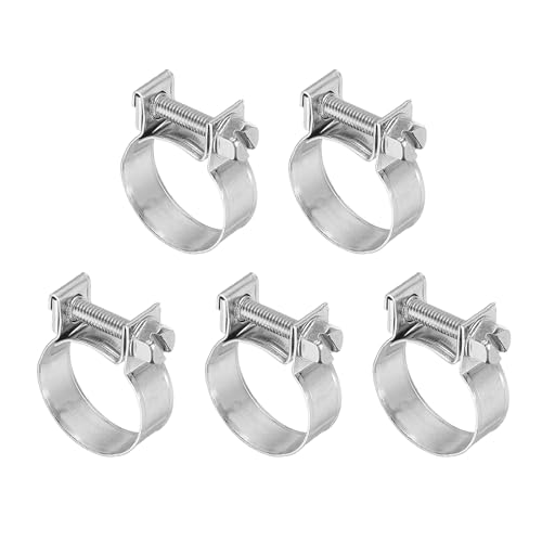 PATIKIL 5 abrazaderas ajustables de acero inoxidable para manguera de inyección de combustible de 20-22 mm