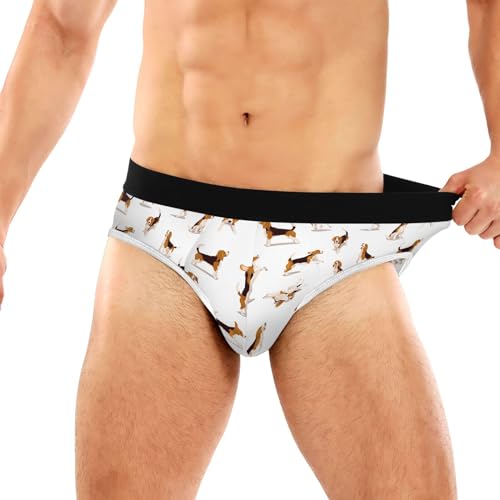 Men's Underwear Briefs Comfort Soft Stretch Classic Fit Cute Beagle Dog Briefs with Contour Pouch3