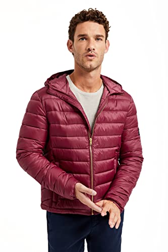 POLO CLUB Chaqueta burdeos Mickael reciclada y ultraligera con capucha y etiqueta textil hombre Cover