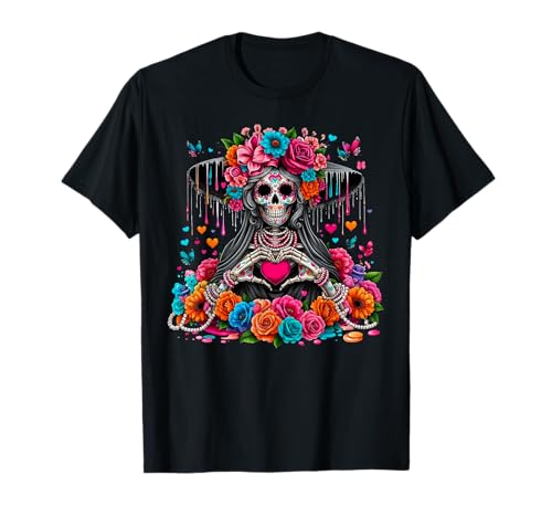 Day of The Dead Dia De Los Muertos Catrina Femme Squelette T-Shirt