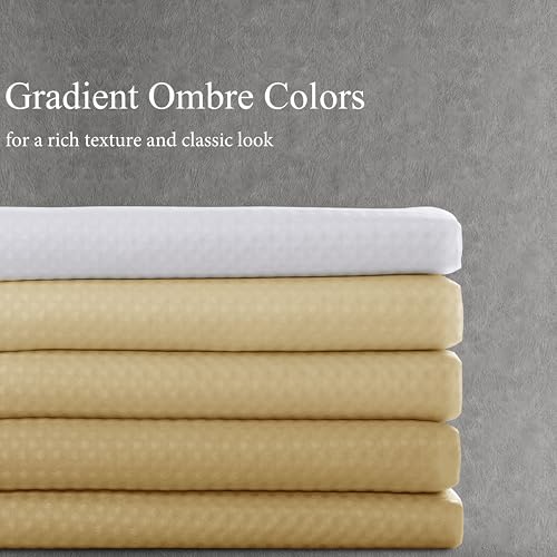 Textured Fabric Bath Curtain Set, Polyester Ombre Shower Curtains for Bathroom, Water Repellent Shower Curtain with 12 Hooks,Machine Washable (72 x 72 inch, Gold Yellow)