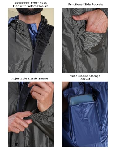 Image of Rupa mens Rupa Rainwear for Men, Waterproof Nylon Blended Rain Jacket with Pants and Carry Bag,Pack of 1