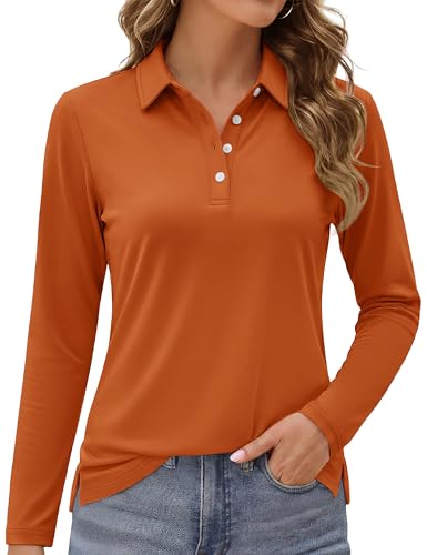 Image of MAGCOMSEN Women's Polo Shirts Long Sleeve Golf T Shirt Quick Dry UPF 50+ Sun Protection Lightweight Athletic Tennis Shirts