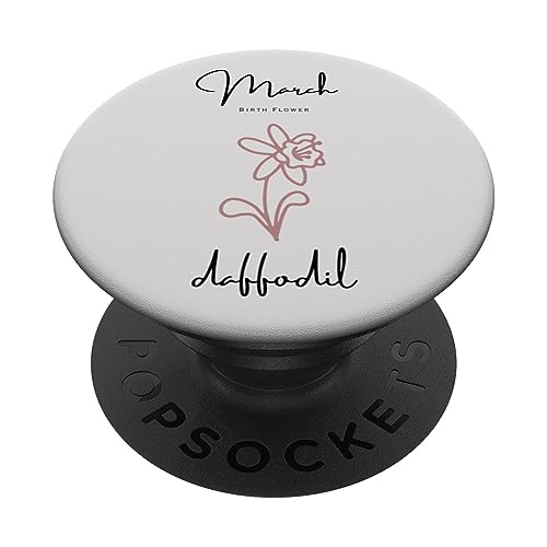 BIRTH FLOWER, MARCH DAFFODIL, GIRL'S, WOMEN'S AND MEN'S PopSockets Swappable PopGrip, Black