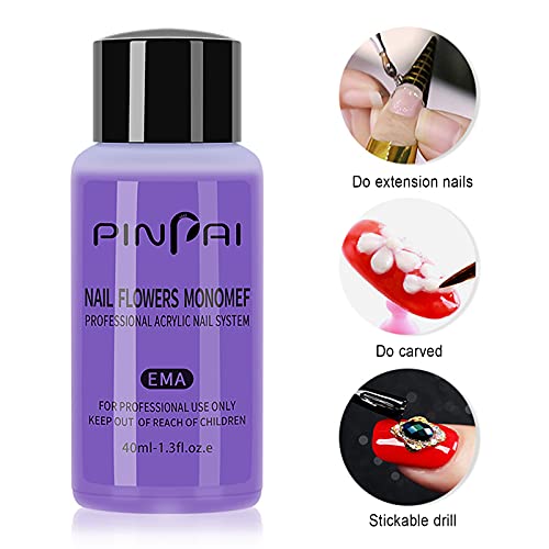 Bluelans 40ml Liquid Monomer Professional Acrylic Nail System, Professional Acrylic Nail Liquid for Acrylic Powder, Professional Liquid Monomer for Acrylic Nails Extension Nail Art 40ML