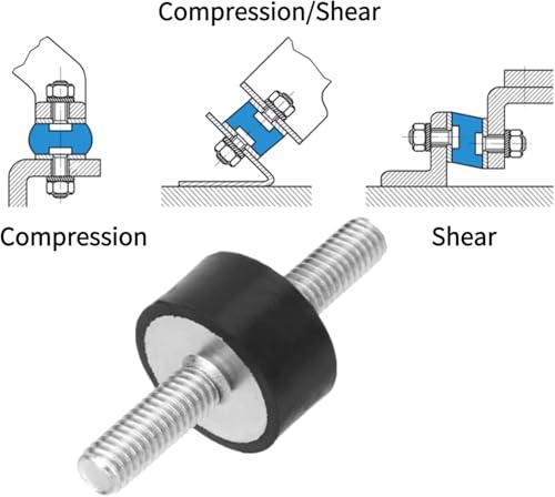 Foto von Regun 4 Stück Antivibrationsdämpfer aus Gummi, Silentblock M6, Gummihalterungen, für Luftkompressoren, Dieselmotoren, Benzinmotoren, Wasserpumpen (VV20 x 10 M6 x 18)