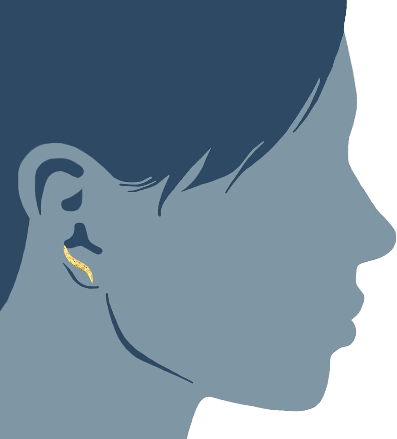 14K Yellow Gold Diamond Cut Leaf Climber Earrings - Image 5