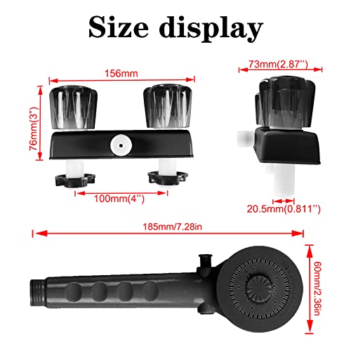 Image of RV Shower Faucet & Shower Head & Hose High Pressure Water Saving RV Shower Kits Replacement for Travel RV, Camper, Van, Travel Trailer, Motorhome, Boat, Black