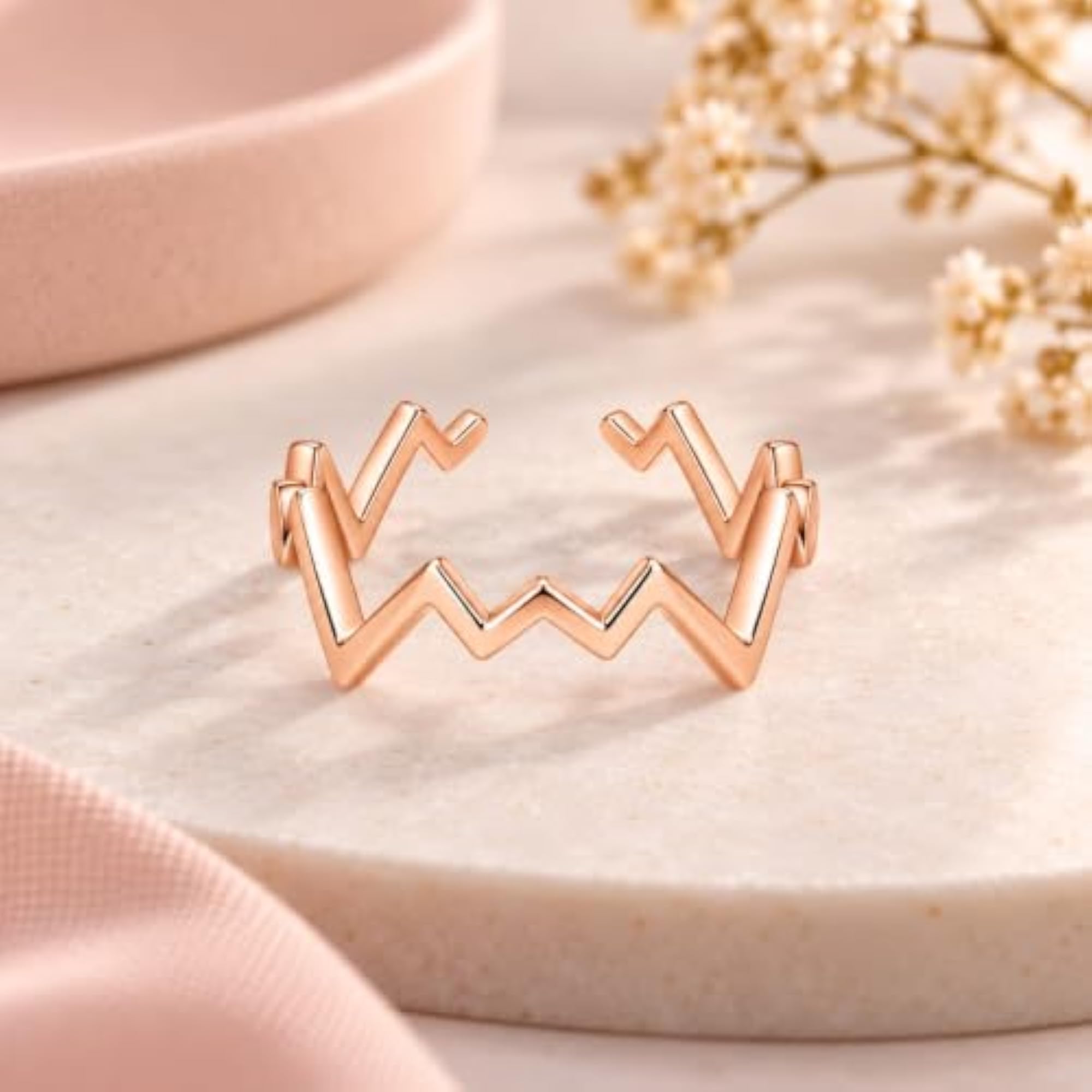 Girls' Plated ZigZag Pattern Adjustable Ring, Stylish Everyday Wear