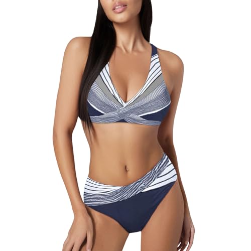 Genérico Traje de Baño Mujer Tang de Bikini de Color Traje de Baño de Sujetador de Cuello V Conjunto de Calzoncillos Triangulares Bragas Bañadores de Surf de Vacaciones 2025