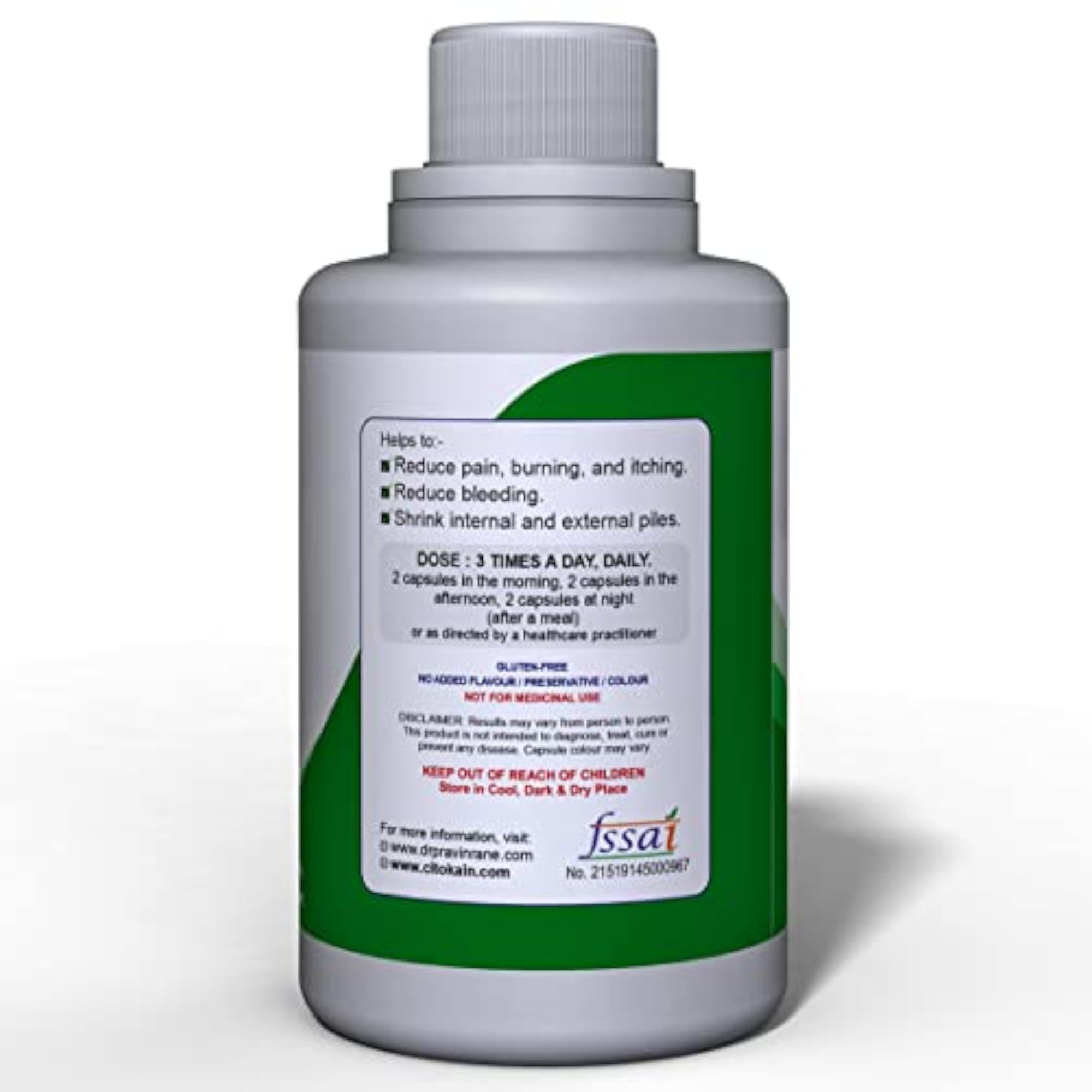 Citokain Piles Care Herbal Supplement, 100 Capsules