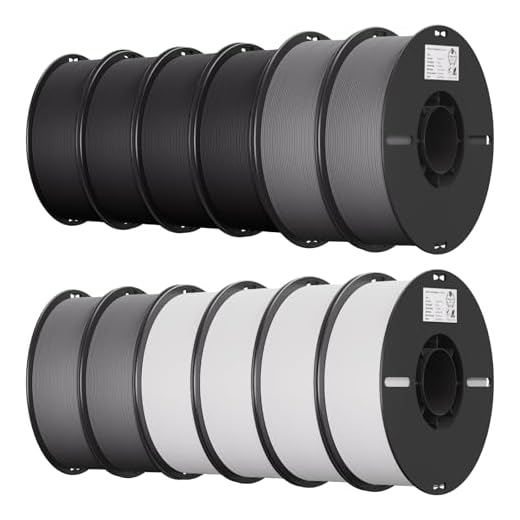 ⚡ Creality 12 Pack PLA 1.75mm Filament Bundle for 3D Printing with No-Tangling Strong Bonding and Overhang Performance, Accuracy +/- 0.02mm (4 Black+4 White+4 Grey)