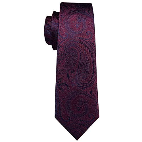 Image of Barry.Wang Paisley Tie Fashion Set Hanky Cufflinks Neckties for Men Woven Silk