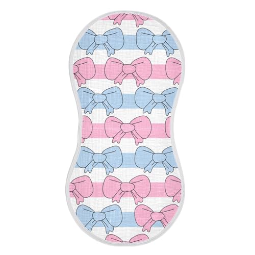 4 Pack Baby Burp Cloths, Soft Absorbent Burping Cloths for Babies, Cotton Milk Spit Up Rags, Large Size for Newborns, Baby Boys and Girls (Pastel Bow Pattern)2