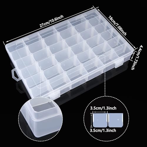 Image of YAYODS 6 Pack 36 Grids Clear Plastic Organizer Box with Adjustable Dividers, Bead Storage Organizer Containers Compartment Clear Tackle Box for Art DIY, Crafts, Jewelry, Sewing, Small Items