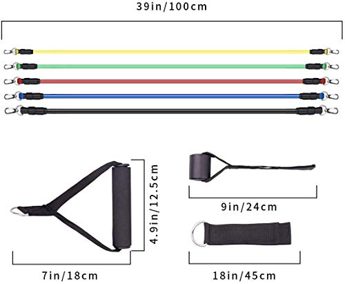 Image of ALN Resistance Bands Set (11pcs), Exercise Bands with Door Anchor, Handles, Waterproof Carry Bag, Legs Ankle Straps for Resistance Training, Physical Therapy, Home Workouts for Men and Women