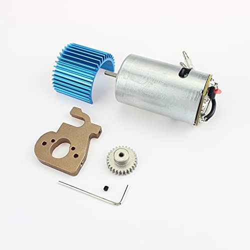 Kingval Replacement Metal 550 Brushed Motor With Motor Mount Heatsink And 27T Gear Combo Rc Parts Compatible With Wltoys 124018 124019 1/12 4Wd Rc Car #TOP12