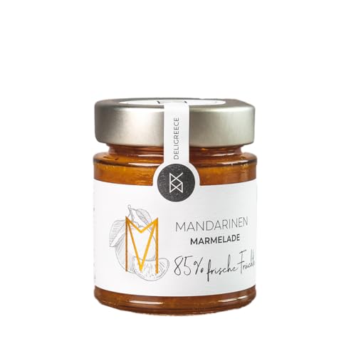 DELIGREECE - Mandarinen Marmelade 85% | Fruchtige Marmelade aus 85% frischen Mandarinen aus Griechenland. Marmelade ohne künstliche Zusatzstoffe, perfekt als Brotaufstrich und für Desserts | 180g
