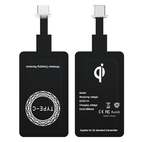 USB Typ C Qi Wireless Ladeempfänger Adapter für Samsung Galaxy A56 A36 A26 A16 A52s A72 A32 A51 A50 S25 S24 S23, Huawei, Xiaomi, Google Pixel und andere Typ C Smartphones, Kabelloses Induktives Laden