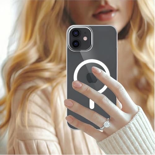 Image of Anti Yellow Clear Magnet Case for iPhone 12, Premium Polycarbonate, Ultra Strong Magnets, 360 Drop Protection, Raised Camera Protection, MagSafe Compatible