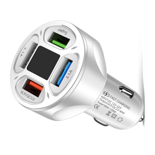 66 ワット 4 ポート USB C 車の充電アダプタ急速充電ソケットスマートフォンやタブレット用複数のデバイス電源車の充電器