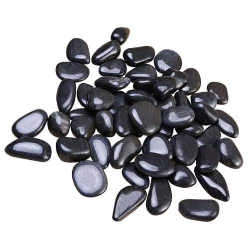 JOINPAYA Piedras naturales pulidas para acuarios y decoración de macetas, guijarros negros 2-4 cm, set de 2 kg para embellecer jardines y tanques de peces