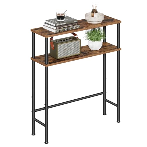 Asgolion Narrow Console Table, 23.6" Small Entryway Table, 2-Tier