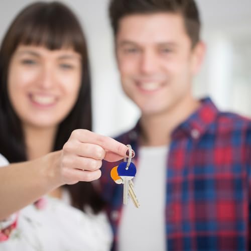 32 Stück Schlüsselabdeckungen, Universelle Halbrunde Gummi-Tastenkappen, Schlüsselfarbkappenetiketten zur Einfachen Identifizierung von Hausschlüsseln (zufällige Farben)