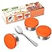 SUKKI Stainless Steel Condiment Containers - 4 PCS Salad Dressing Containers with Food Grade and Leakproof Silicone Lids - 2x3.4oz +2x1.8oz for Snacks, Desserts, Souffle, Baby Food