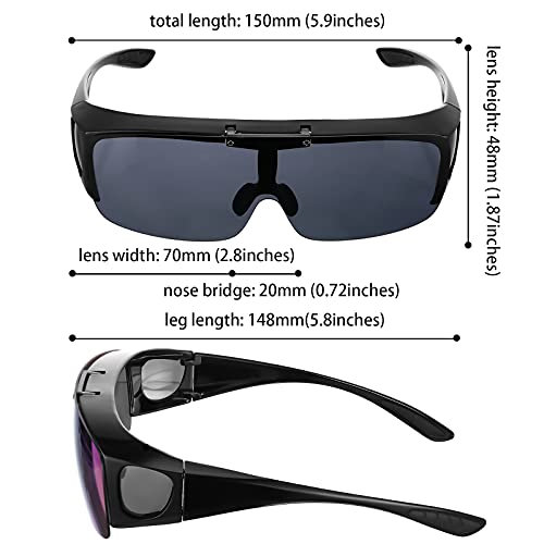 Image of Frienda 3 Pcs Flip Glasses Polarized Sports Sunglasses Cover-up Tac Sunglasses for Men Women Driving Fishing